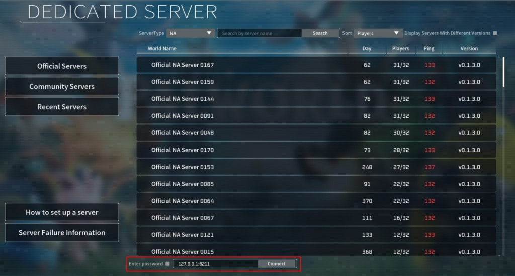 Dedicated server address location in Palworld