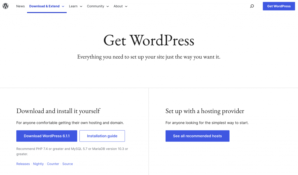 Download WordPress page