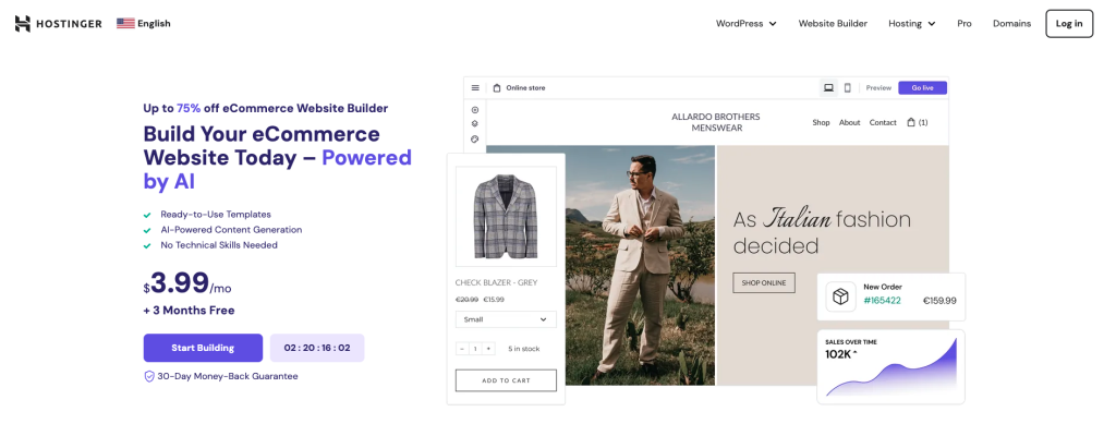 Hostinger eCommerce Website Builder landing page