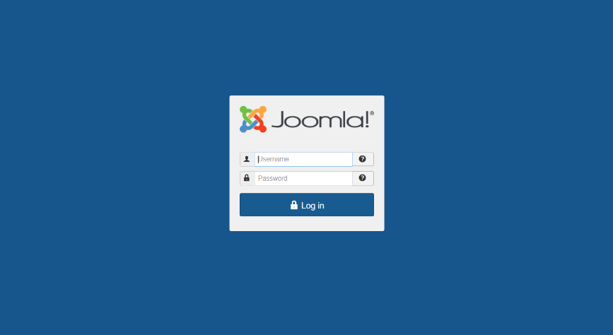 Screenshot of Joomla login