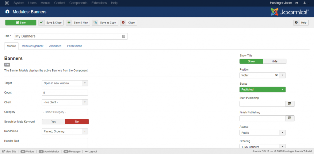 Screenshot of Joomla's banners module