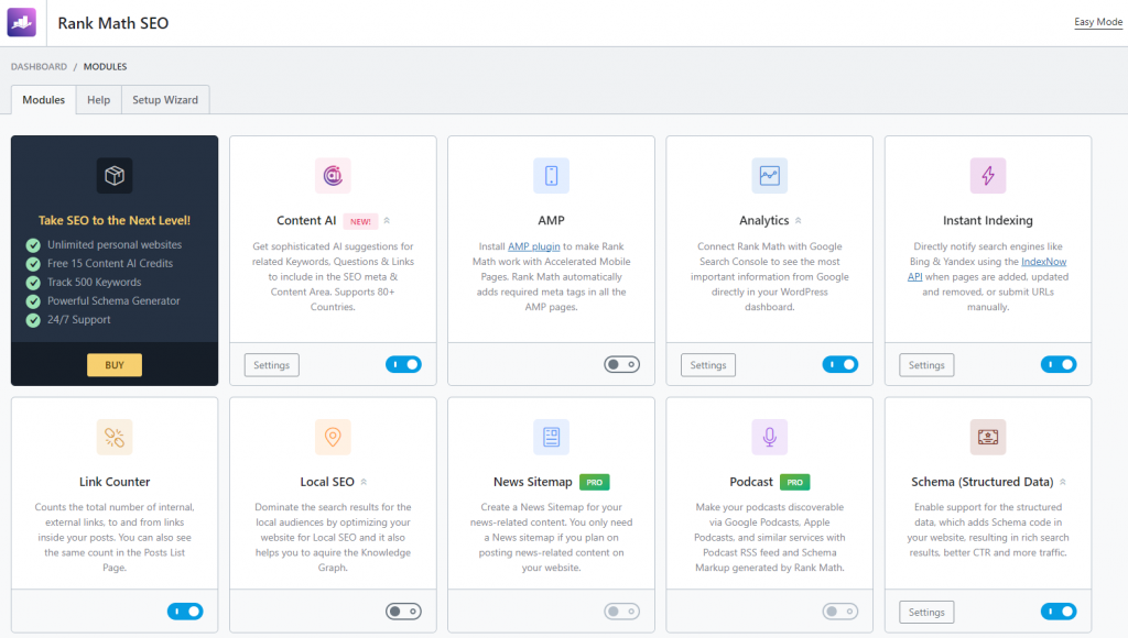 Rank Math SEO's interface