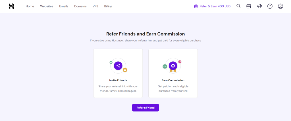 Referral program landing page