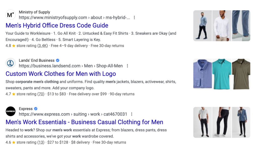 An example of rich snippets generated by schema markup