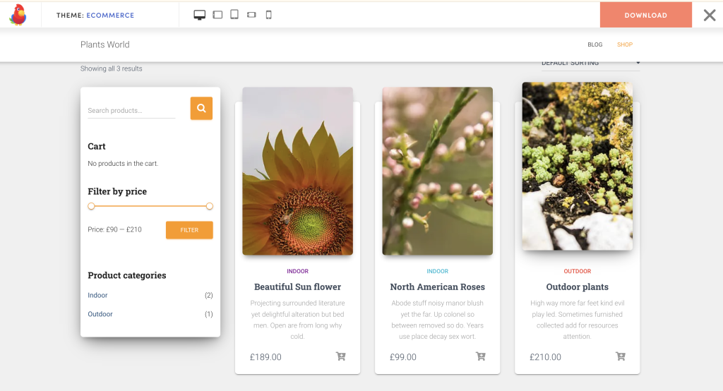 Hestia: a modern WooCommerce theme