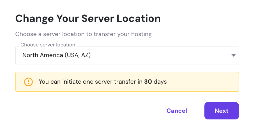 The change your server location settings in hPanel