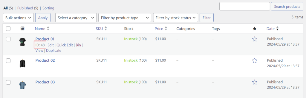 Locating product ID in WooCommerce's All Products page