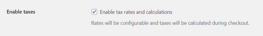 WooCommerce tax activation check box