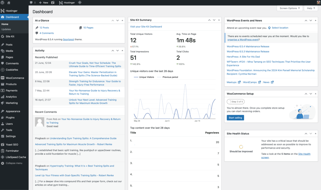 WordPress admin panel