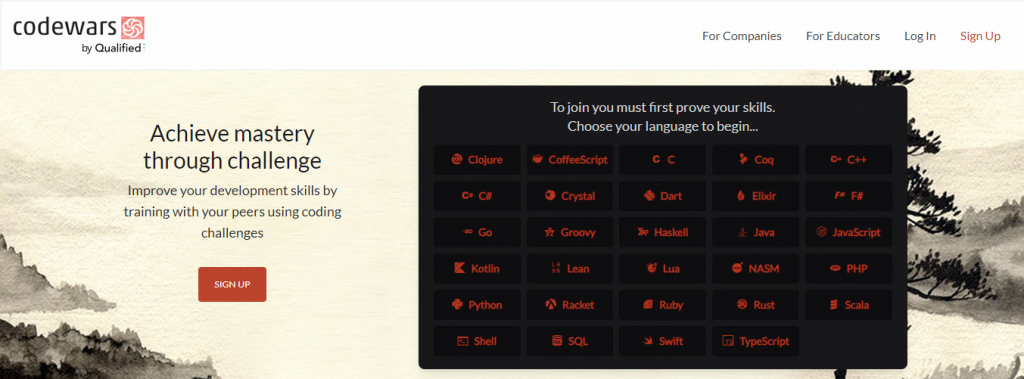 Codewars website homepage