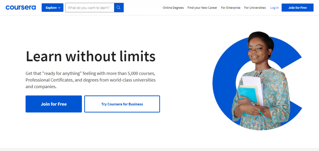 Coursera website homepage