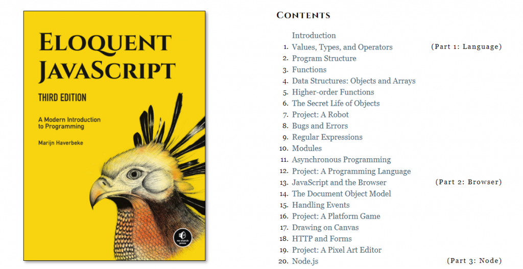 Eloquent JavaScript website homepage