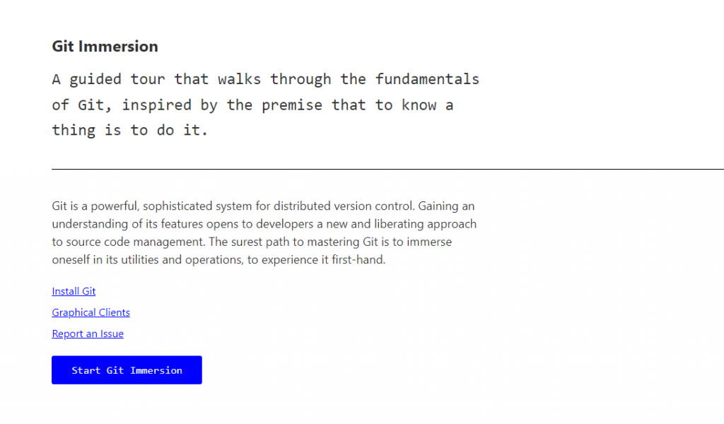 Git Immersion website homepage