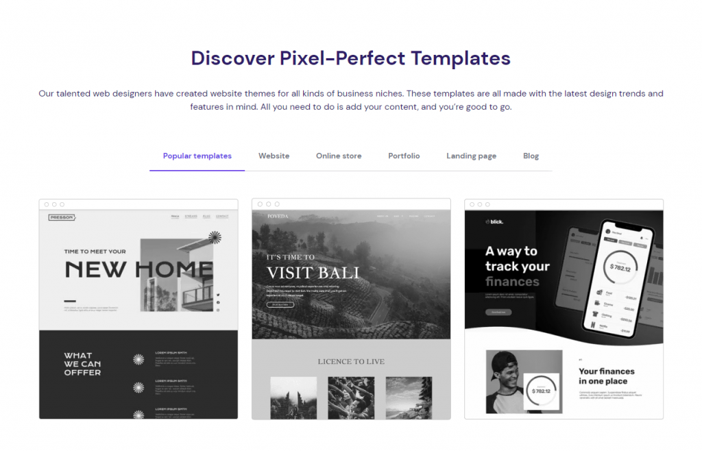 Hostinger website builder templates