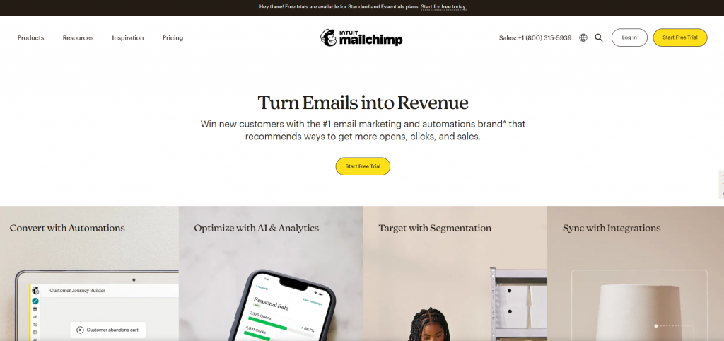 Mailchimp homepage