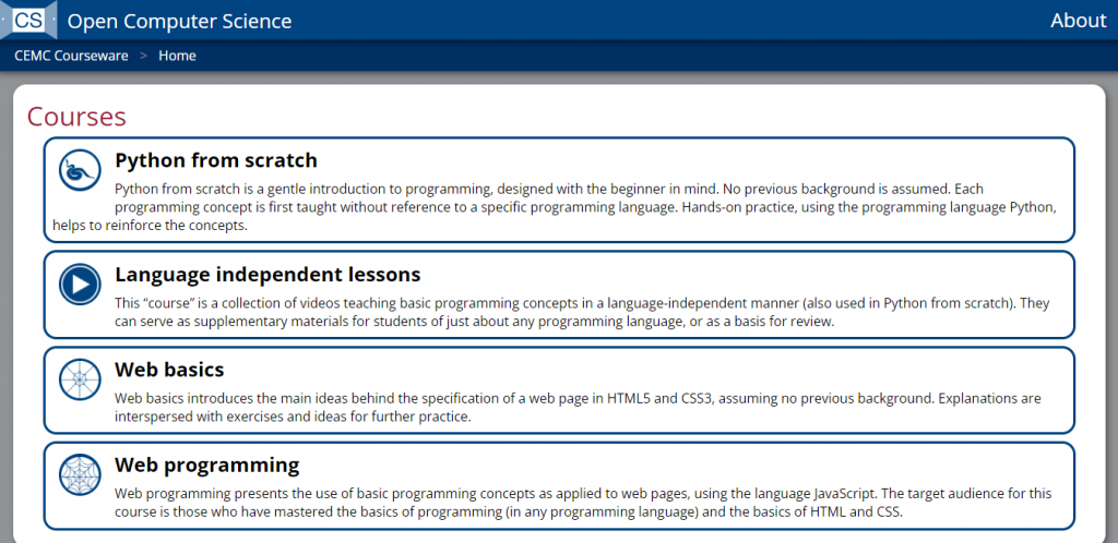 Open Computer Science website homepage